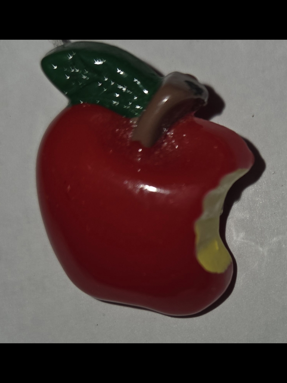 Unique Vintage Red Apple Brooch with Green Leaf Teacher Gift